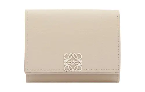 LOEWE Anagram Pebble Texture Calfskin Wallet Women's Light Ghost
