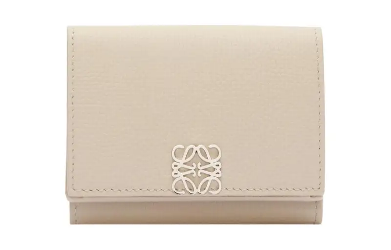 LOEWE Anagram Pebble Texture Calfskin Wallet Women's Light Ghost
