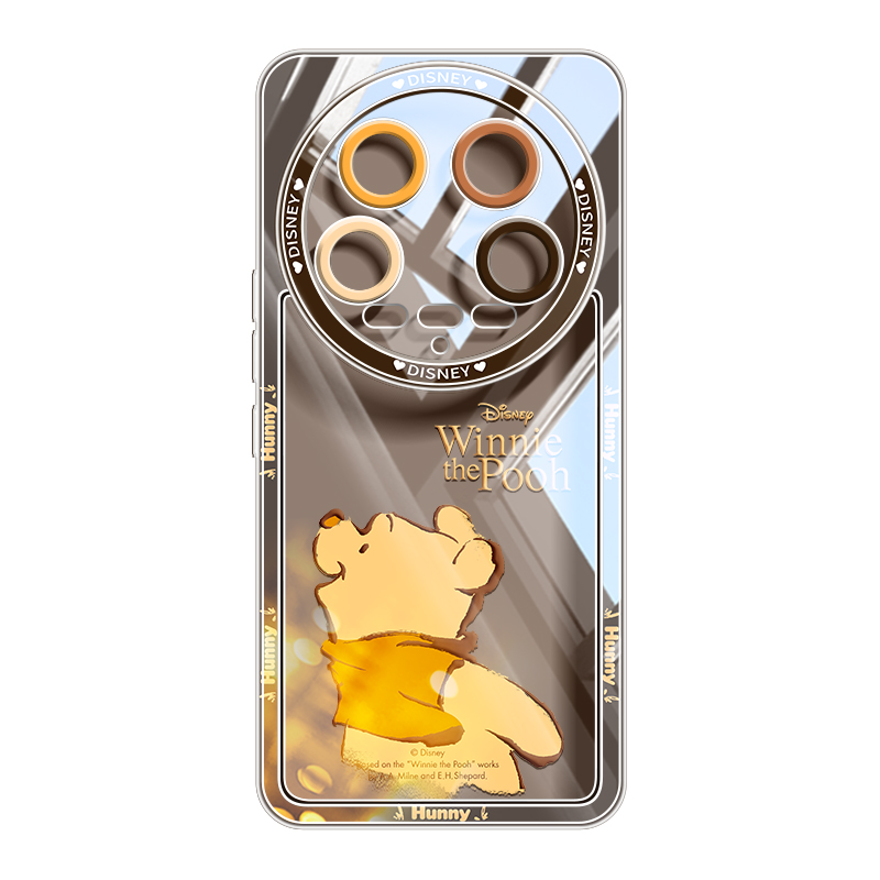 Disney Disney silicone material, looking at Pooh, high-end cute ins style, soft shell, anti-fall, ultra-thin, transparent, shockproof, mobile phone case, suitable for Xiaomi/Xiaomi14/pro/u series, cool cartoon animation