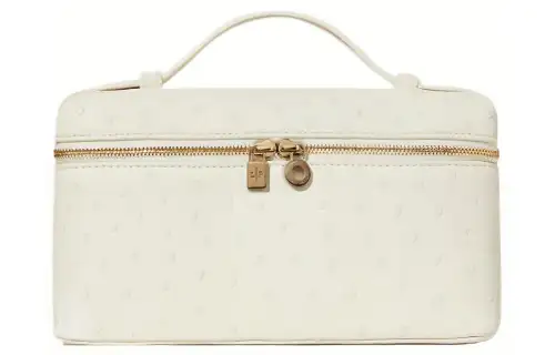 Loro Piana Ostrich Leather With Lambskin Handbag Regular Women's Soft White