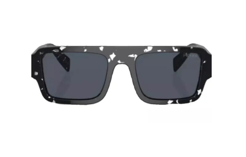 PRADA Plate Frame Square Sunglasses Men's Black