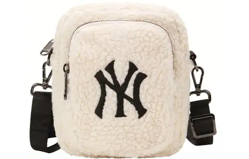 MLB Polar Fleece Wool Small Square Bag, Shoulder Bag, Crossbody Bag Mini Women's White