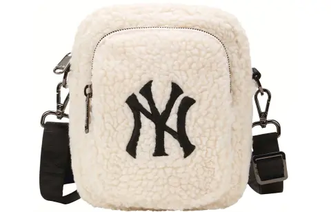 MLB Polar Fleece Wool Small Square Bag, Shoulder Bag, Crossbody Bag Mini Women's White