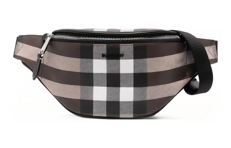 Burberry Leather Cotton Blend Polyurethane Sling Bag, Fanny Pack Medium Men's Dark Umber
