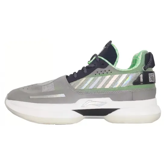 LINING WOW 7 Basketball Shoes Men Low-Top Gray Green
