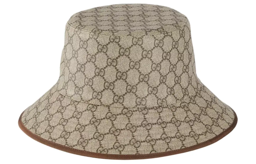 GUCCI Polyester, Cotton, Polyurethane Coating, Viscose Bucket Hats Men's Brown
