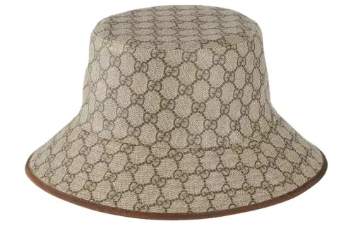 GUCCI Polyester, Cotton, Polyurethane Coating, Viscose Bucket Hats Men's Brown