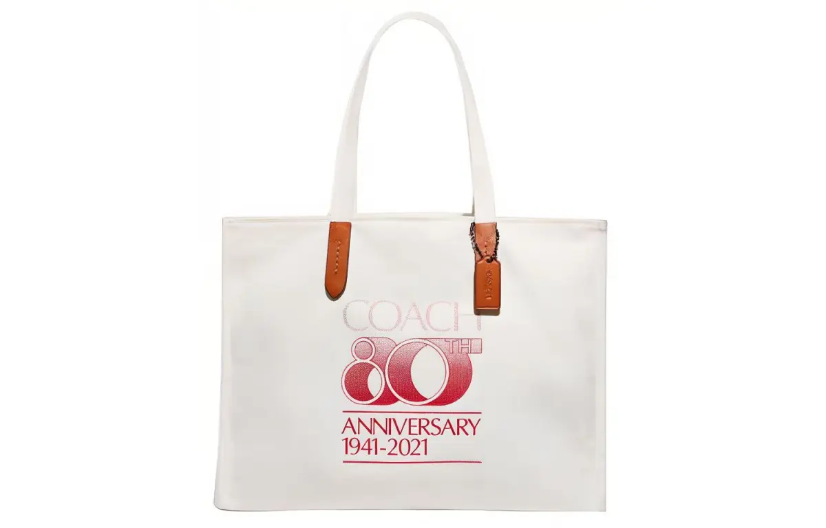 COACH Recycled Canvas With Leather Tote Bag, Shopping Bag, Handbag, Shoulder Bag Large Women's White