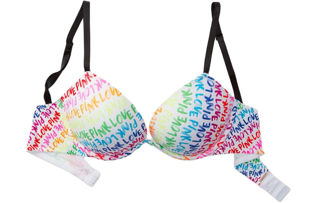 Victoria's Secret Victoria's Secret PINK Girl 2805 Thickened Coaster Doubles Up the Beautiful Back, Rounded Out, Expands Small Breasts, Glossy Seamless Glossy 3/4 Cup Wired Underwear Bra Women's Color Letter Print