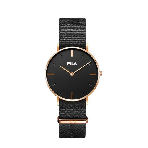FILA Nylon quartz watch strap, black dial, fashionable classic women's watch, simple and elegant design, European style, quartz mechanism