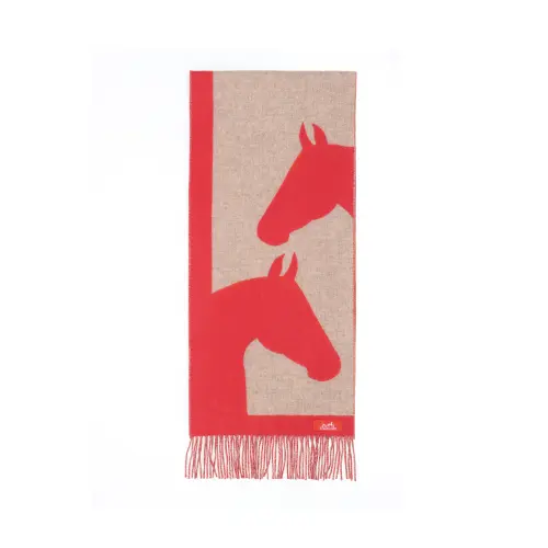 HERMES Cashmere Knit Scarves Women's Red