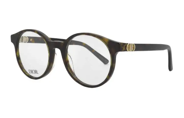 DIOR Acetate Round Eyeglass Frames Women's Tortoiseshell