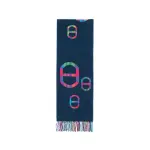 HERMES Cashmere Knit Scarves Unisex Blue