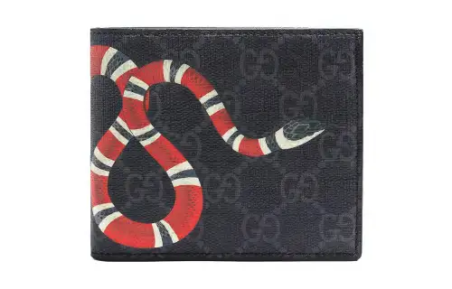 GUCCI Canvas With Leather Wallet Men's Gray Black