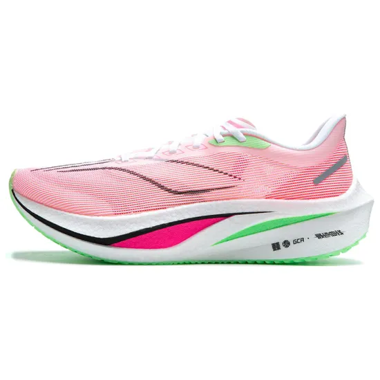 LINING Feidian 4 Challenger Running Shoes Men Low-Top Standard White/Neon Lotus Pink/Fluorescent Melon Orange