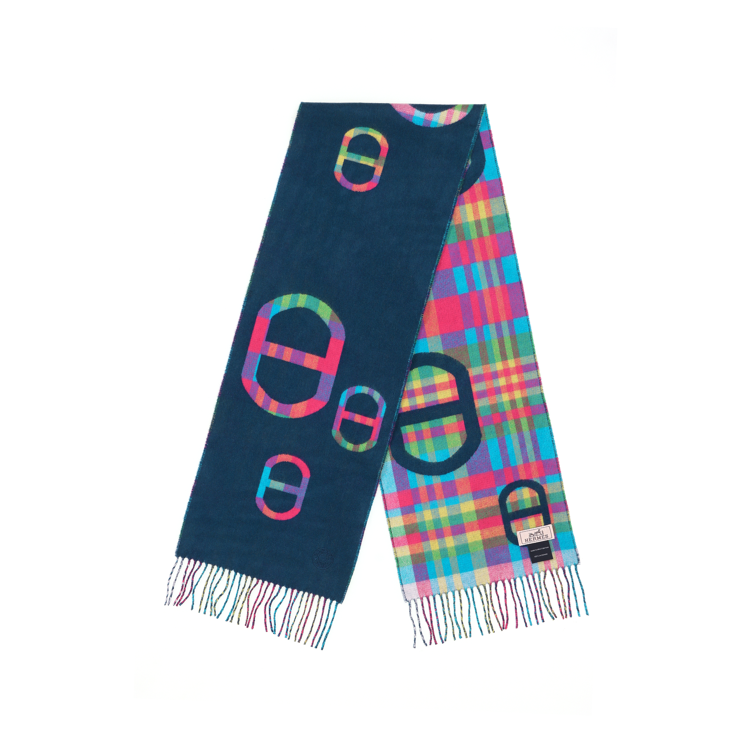 Шарф Hermes Tartan Maillons (синий) — фото 2