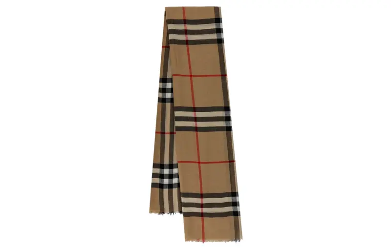 Burberry Check Printed Frayed-Edge Scarf