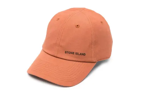 STONE ISLAND Cotton Baseball Caps Men's Orange Red