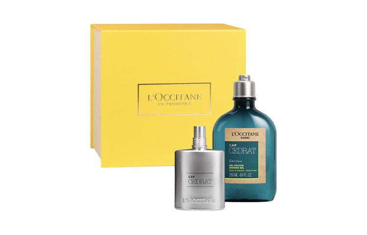 LOCCITANE Men's Gentleman Perfume Cap Cédrat Gift Box Set, Refreshing Scent Eau De Toilette Woody 75ml+Shower Gel 250ml
