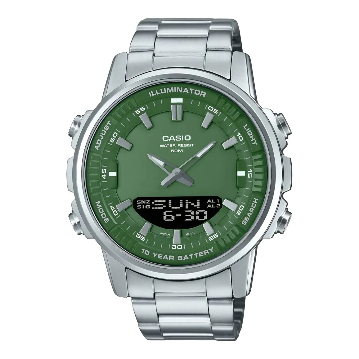 CASIO Unisex Liquid Crystal/Analog Dual Display Series Green Watch AMW-880D-3AV