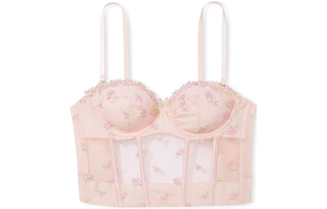 Victoria's Secret Bra Women's Cherry Blossom Pink Embroidery