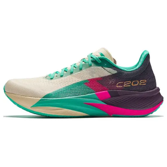 Anta Anti Slip Wear Resistant Low Top Marathon Running Shoes Men's Beige Green Red