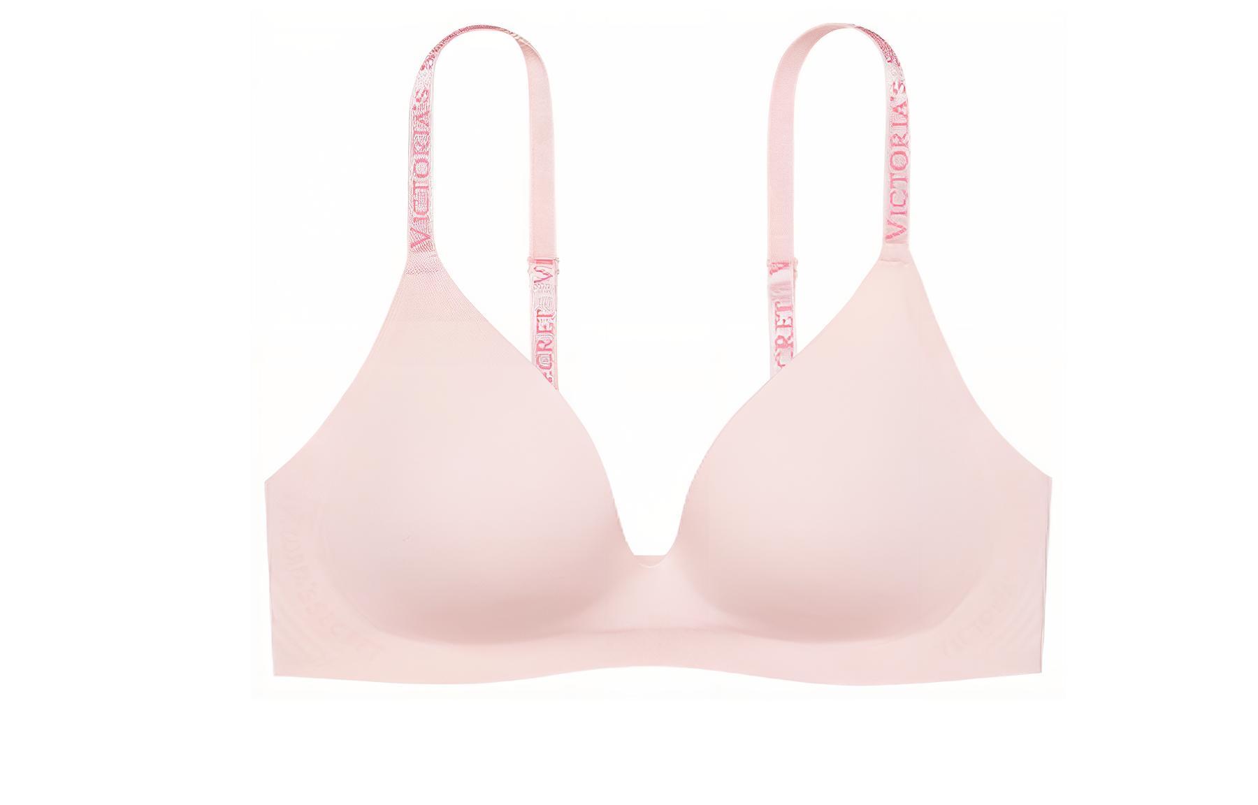 Victoria's Secret Victoria's Secret Anti-Gravity Series Anti-Gravity Plus+ Small Cup Shoulder Strap Letter Seamless Push-up Deep V Bra Women's Cherry Blossom Pink