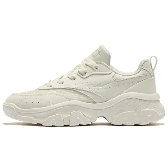 Erke Spirit Rhinoceros Casual Shoes Women's Low-Top Microcrystal White