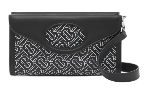 Burberry Cow Leather Pocket Bag Shoulder Bag Regular Men's Black & White