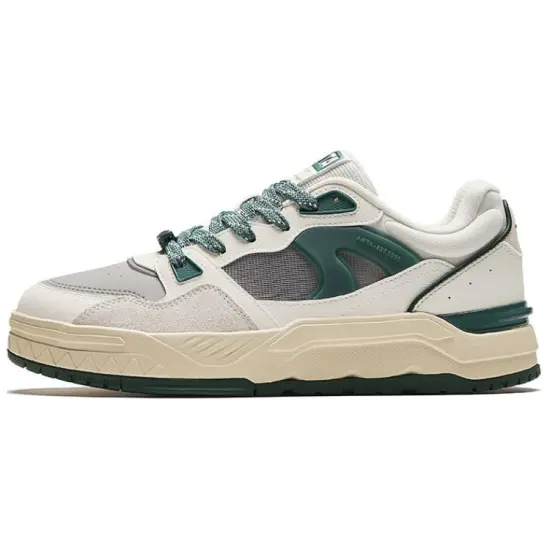 Anta Anti Slip Wear Resistant Low Top Skateboard Shoes Men's White Gray Green