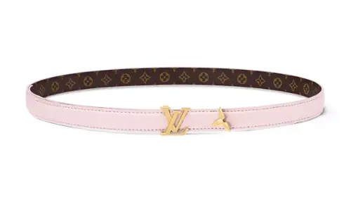 LOUIS VUITTON PRETTY Canvas Hardware Accessories Calfskin Leather Belts Women's Pink Width 2cm