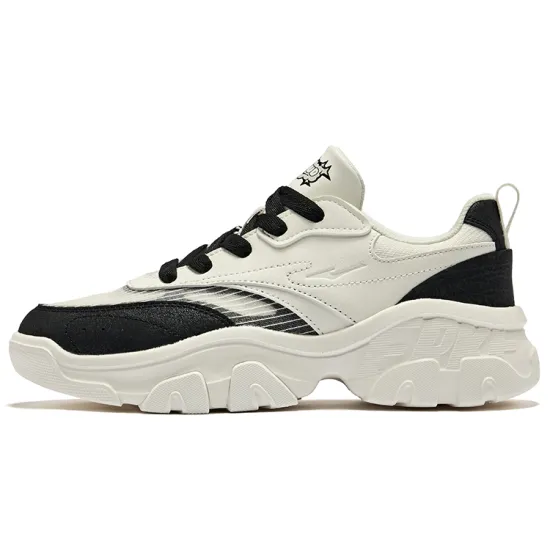 Erke Spirit Rhinoceros Casual Shoes Women's Low-Top Microcrystal White/Jet Black