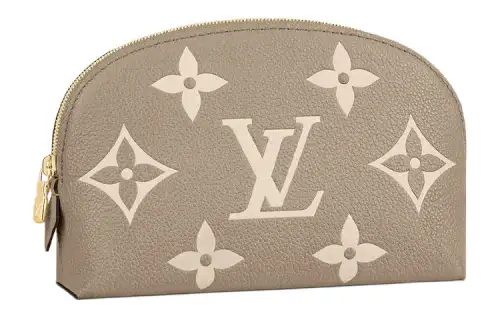 LOUIS VUITTON Emprenite Cow Leather Makeup Bag Toiletry Bag Storage Bag Women's Milk White Monogram