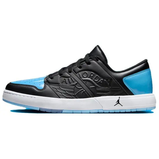Jordan Nu Retro 1 Wear Resistant Low Top Vintage Basketball Shoes Men's Black Blue
