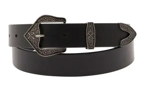 OFF WHITE Logo Design Pin Buckle Leather Belts Men's Black