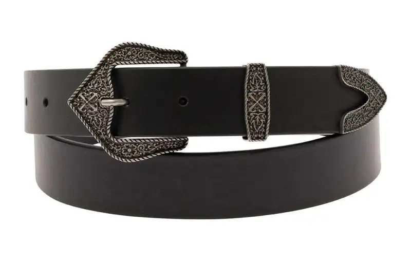 OFF WHITE Logo Design Pin Buckle Leather Belts Men's Black