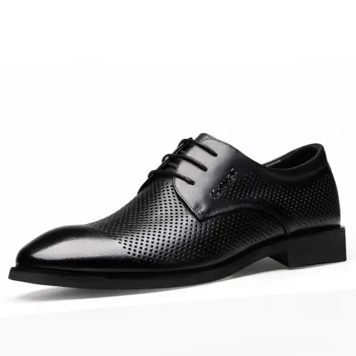 AOKANG hollow leather sandals, cow leather, summer breathable, thin, perforated and anti-odor, genuine leather, comfortable and versatile, casual and business, formal leather shoes, men's black brown