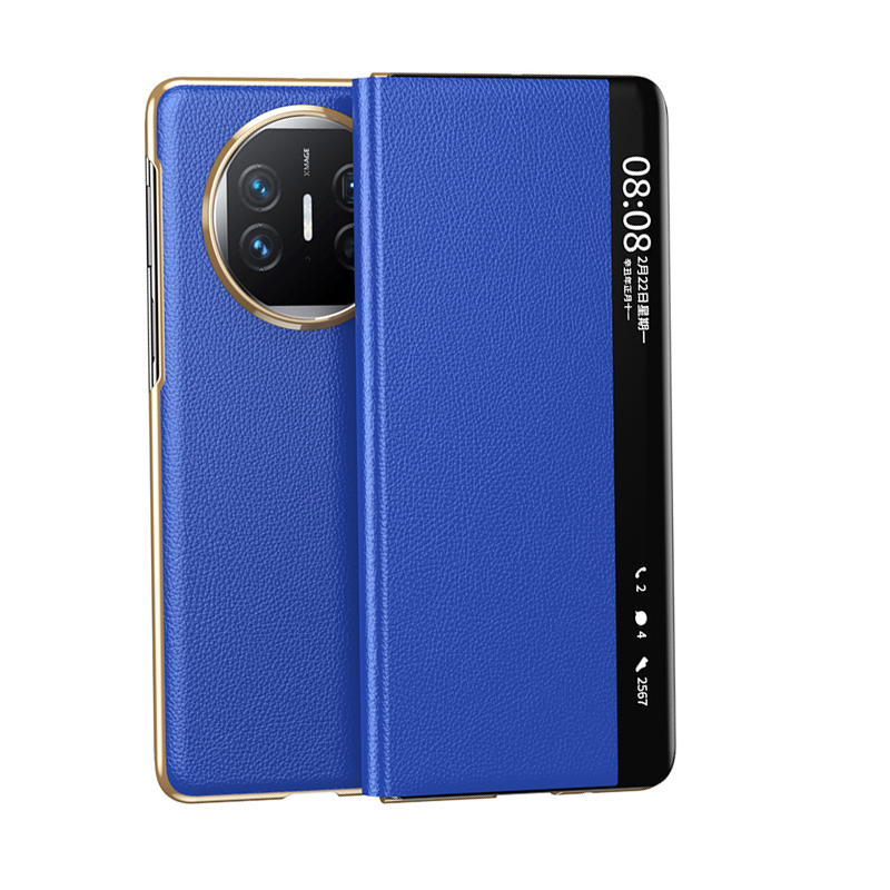 Baohuguang leather material, flip-free answer, all-inclusive protection, foldable genuine leather smart leather case, good appearance, good touch, light luxury texture, mobile phone case, suitable for Huawei MateX3-MateX5 MateX5 Collector's Edition, trendy