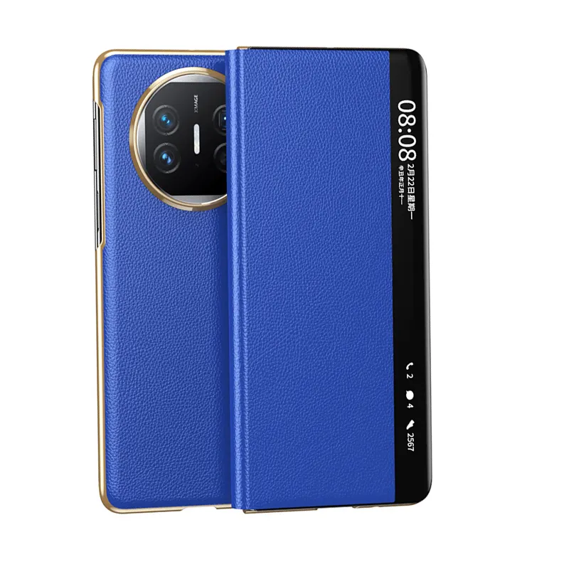 Baohuguang leather material, flip-free answer, all-inclusive protection, foldable genuine leather smart leather case, good appearance, good touch, light luxury texture, mobile phone case, suitable for Huawei MateX3-MateX5 MateX5 Collector's Edition, trendy
