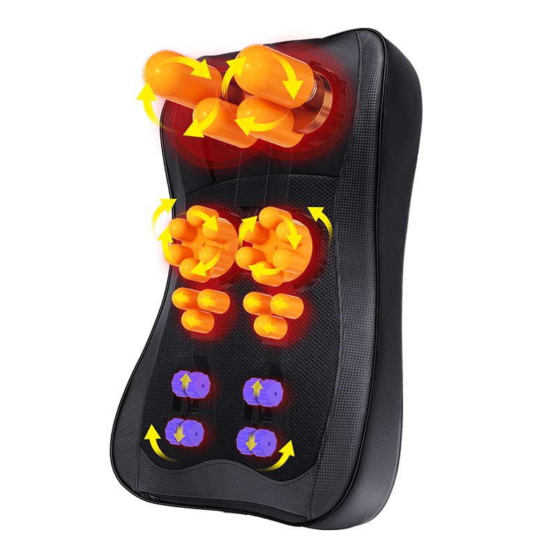 AUX Massage Cushion Neck, Shoulder, Back Home Massage Device for Elderly and Adults Extended Deep V Massage Head Mugwort Red Light Hot Compress Black PUSHIAUXK8-5