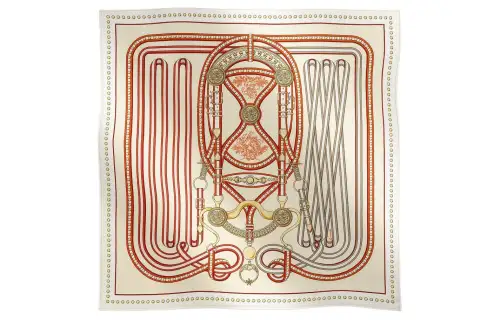 HERMES Silk Scarves Unisex Beige