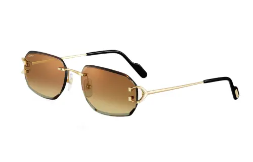 CARTIER Metal Irregular Shape Sunglasses Unisex Gold