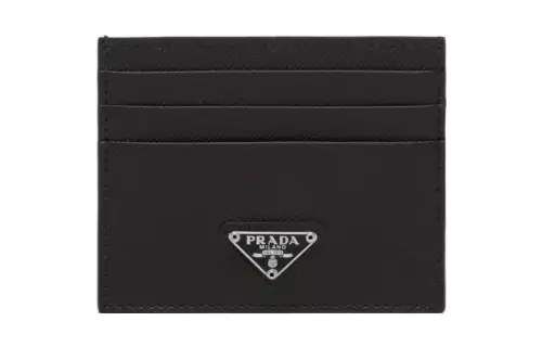 PRADA Saffiano Leather Card Holder Women's Black