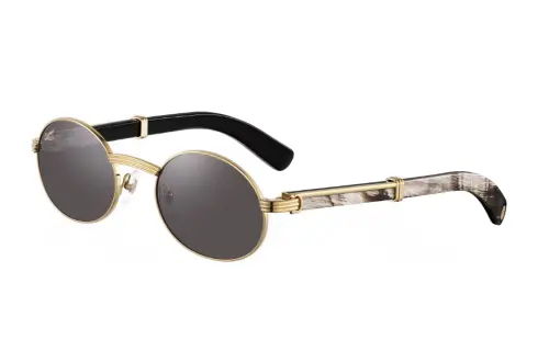 CARTIER Ox Horn Oval Sunglasses Unisex Gold