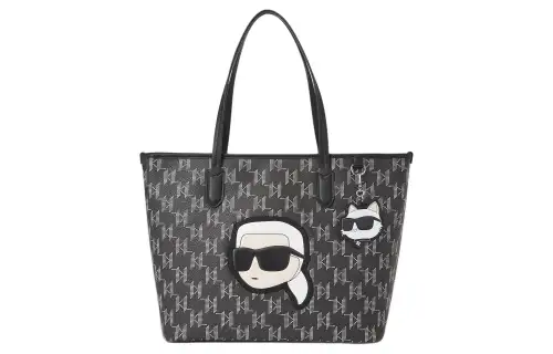 KARL LAGERFELD / Karl Lagerfeld Jeans Polyurethane Tote Bag, Shopping Bag, Handbag Large Women's Black
