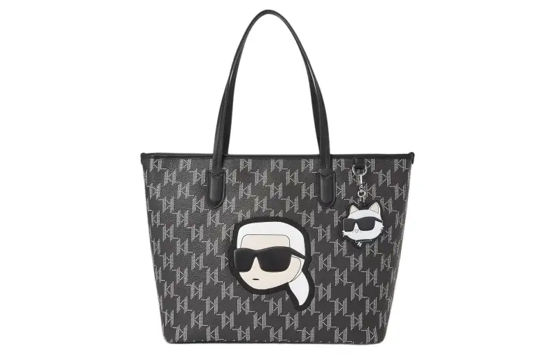 KARL LAGERFELD / Karl Lagerfeld Jeans Polyurethane Tote Bag, Shopping Bag, Handbag Large Women's Black
