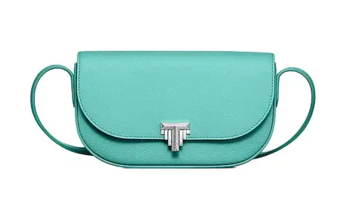 TIFFANY & CO. Tiffany T Calfskin Shoulder Bag, Crossbody Bag, Wallet Women's Blue