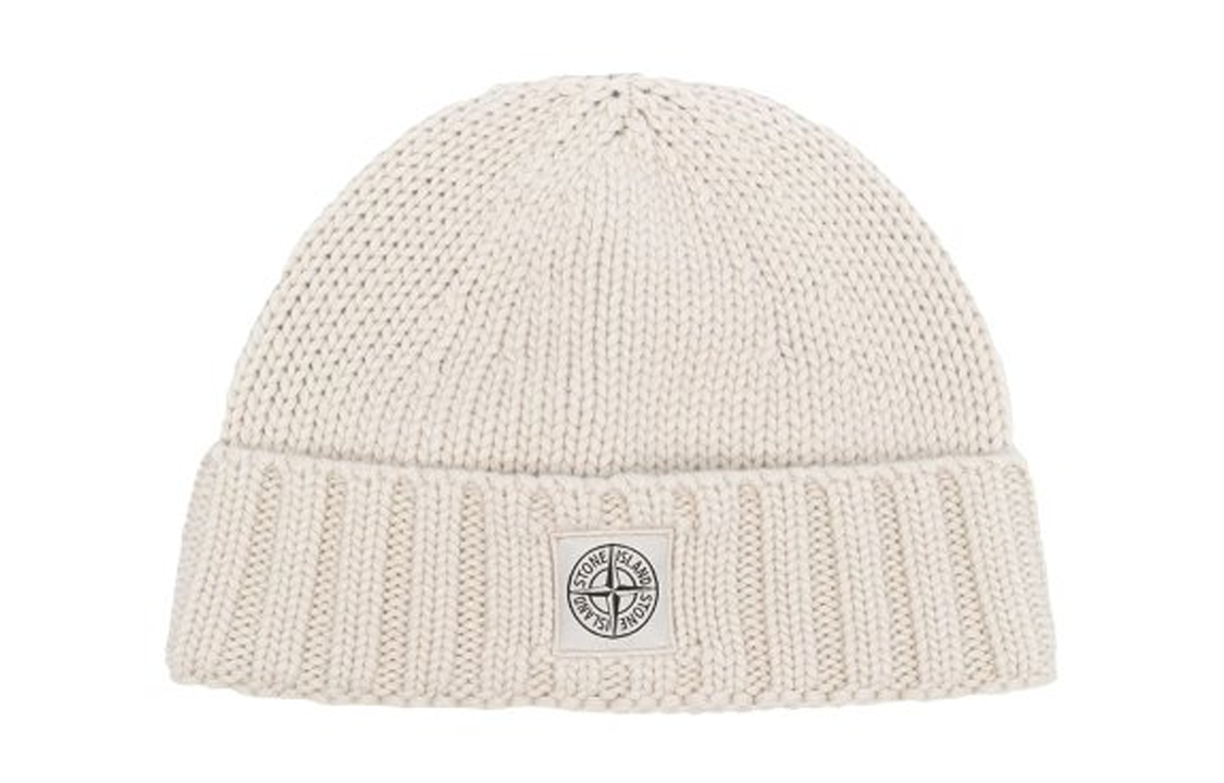STONE ISLAND Stone Island Logo Virgin Wool Wool Hat Men's White