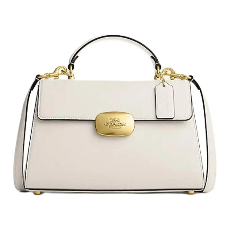 COACH Eliza Cow Leather Shoulder Bag, Crossbody Bag, Handbag Large Women's Chalk White