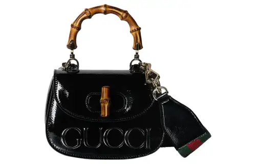 GUCCI Patent Leather Shoulder Bag, Crossbody Bag, Handbag Mini Women's Black